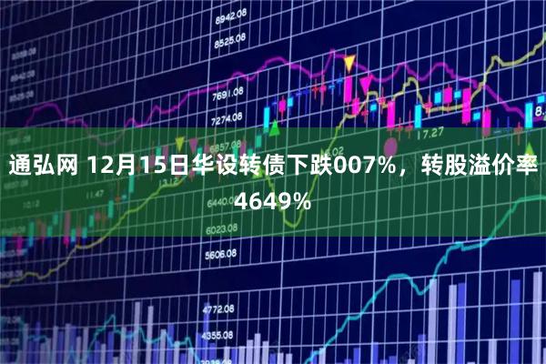 通弘网 12月15日华设转债下跌007%，转股溢价率4649%
