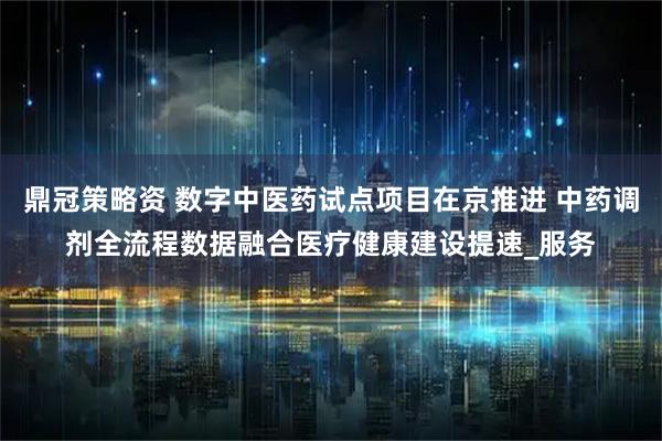 鼎冠策略资 数字中医药试点项目在京推进 中药调剂全流程数据融合医疗健康建设提速_服务